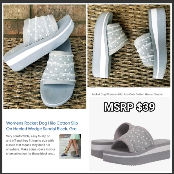 Rocket Dog Hilo GRAY Cotton Platform  Wedge Sandals  (Size 9) Summer Slide shoes - Picture 8 of 8